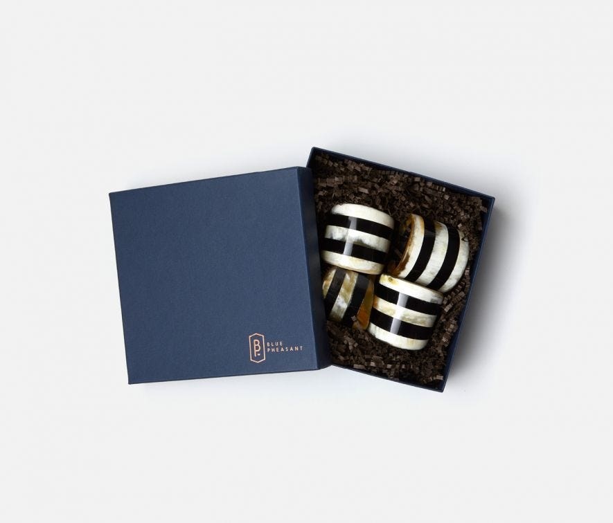 Blue Pheasant Cameron Mixed Horn Napkin Rings - Set of 4