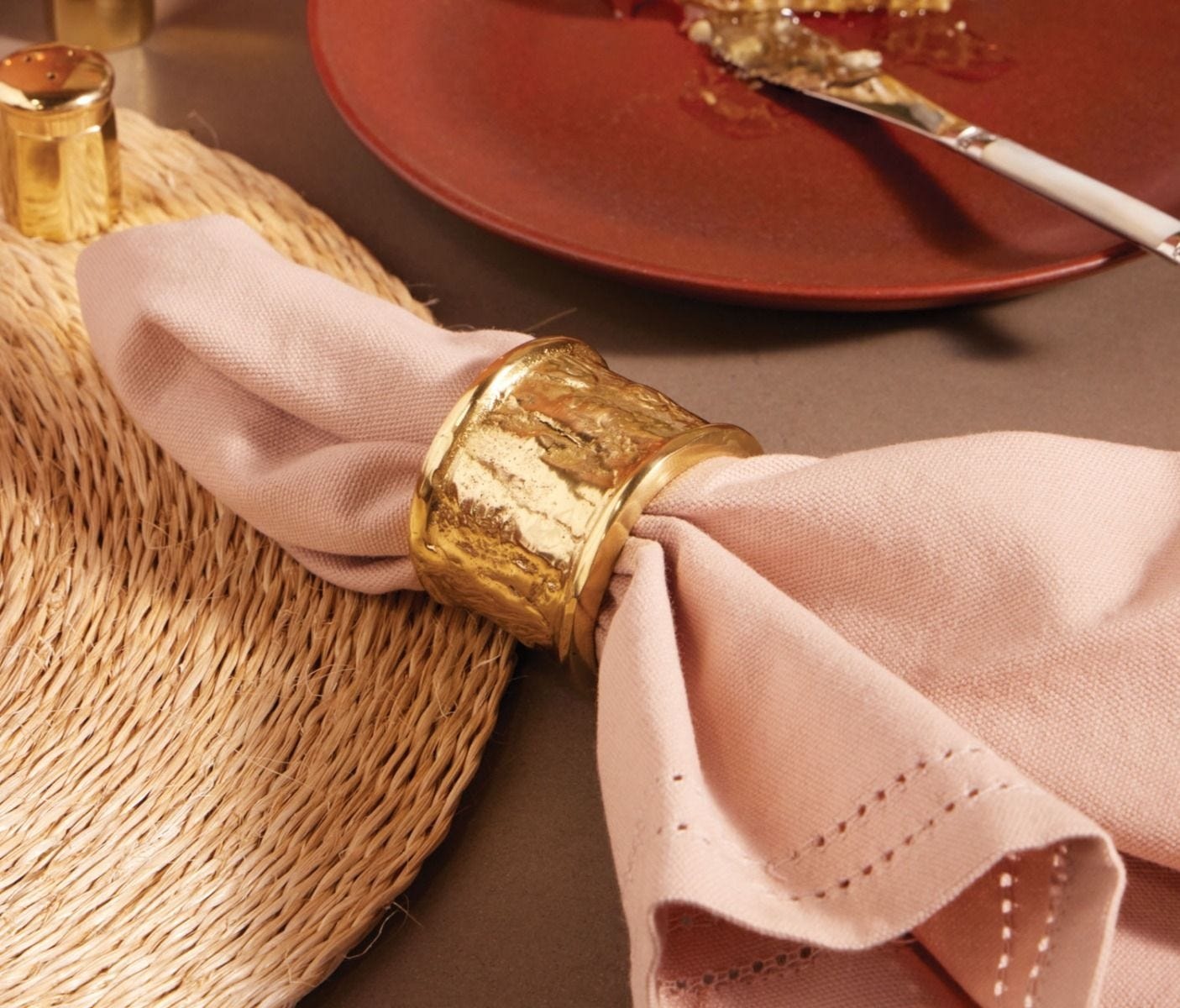 Blue Pheasant Melvin Brass Napkin Rings - Set of 4