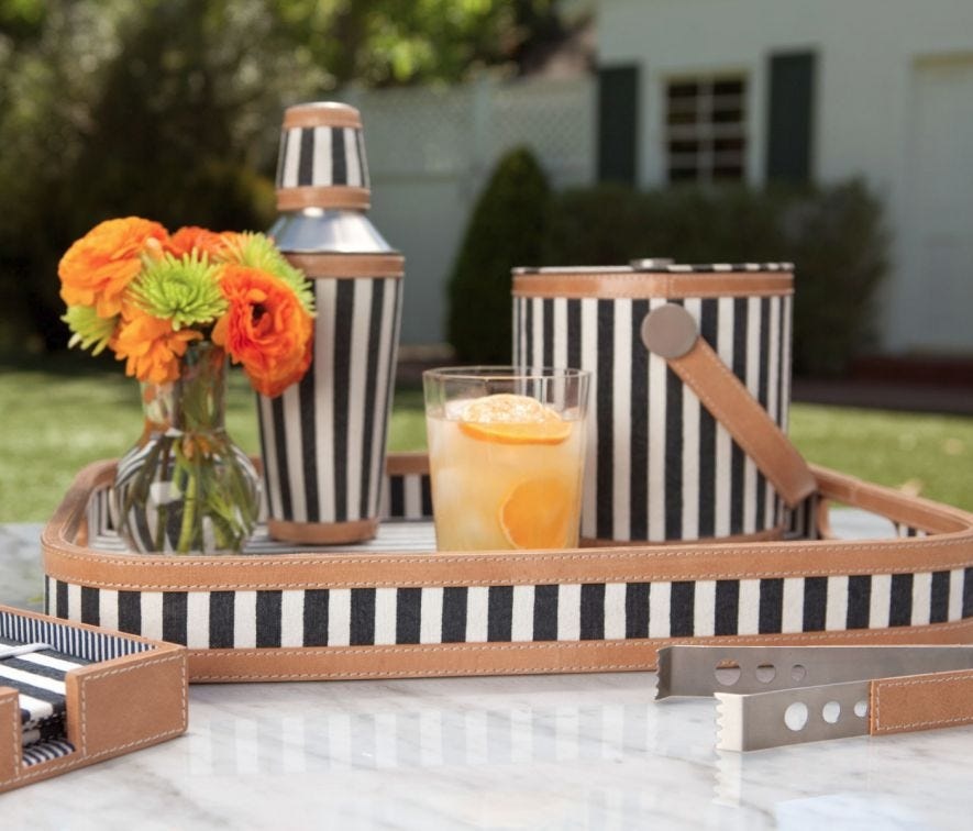 Blue Pheasant Hamilton Striped Canvas Tray