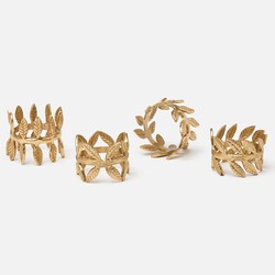 Blue Pheasant Emma Brass Leaf Napkin Rings