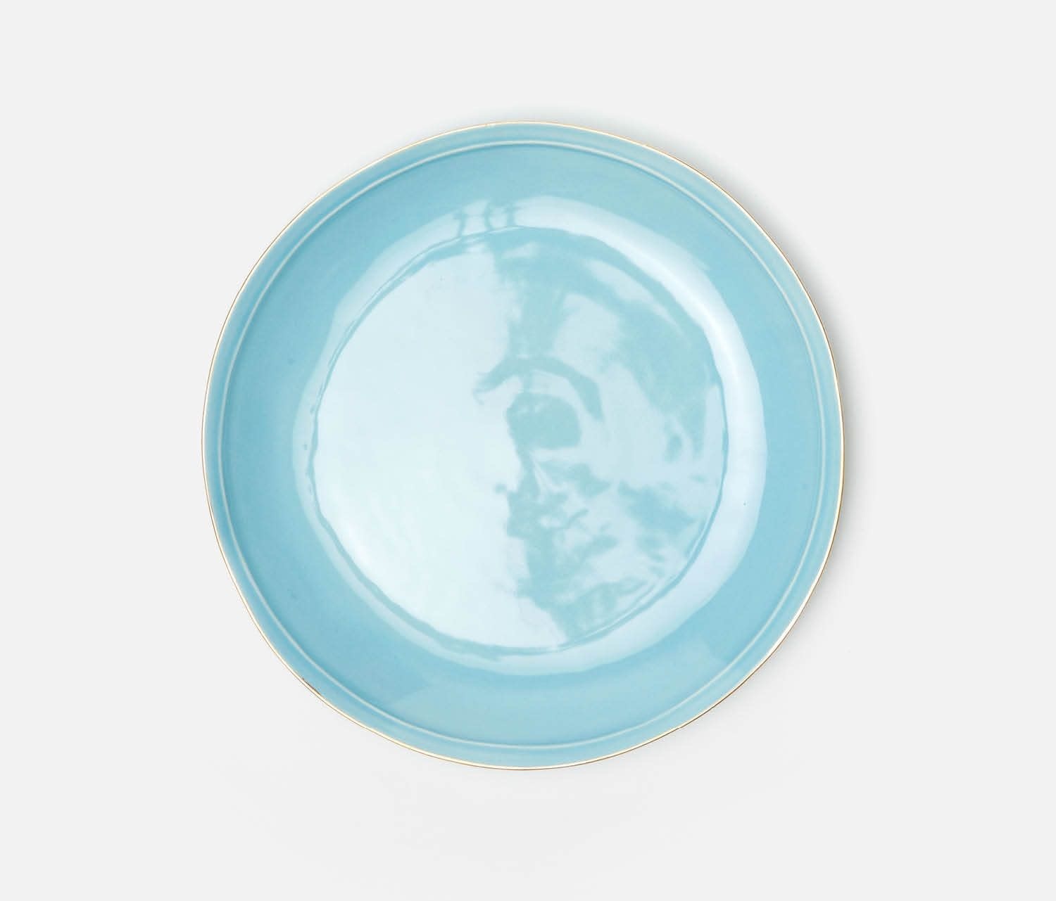 Blue Pheasant Aqua Dinner Plate Gold Rim - Set of 4