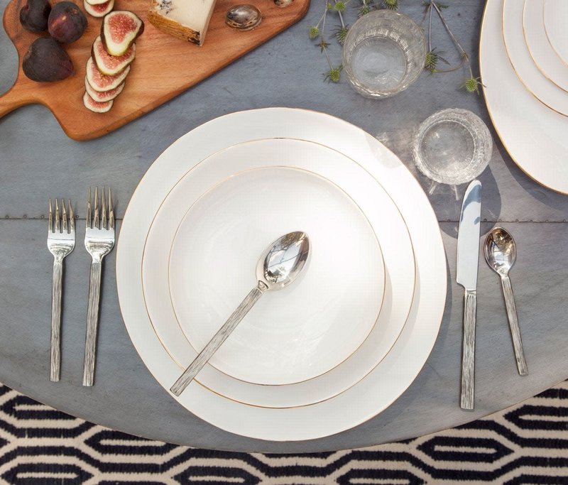 Blue Pheasant White Dinner Plate Gold Rim - Set of 4