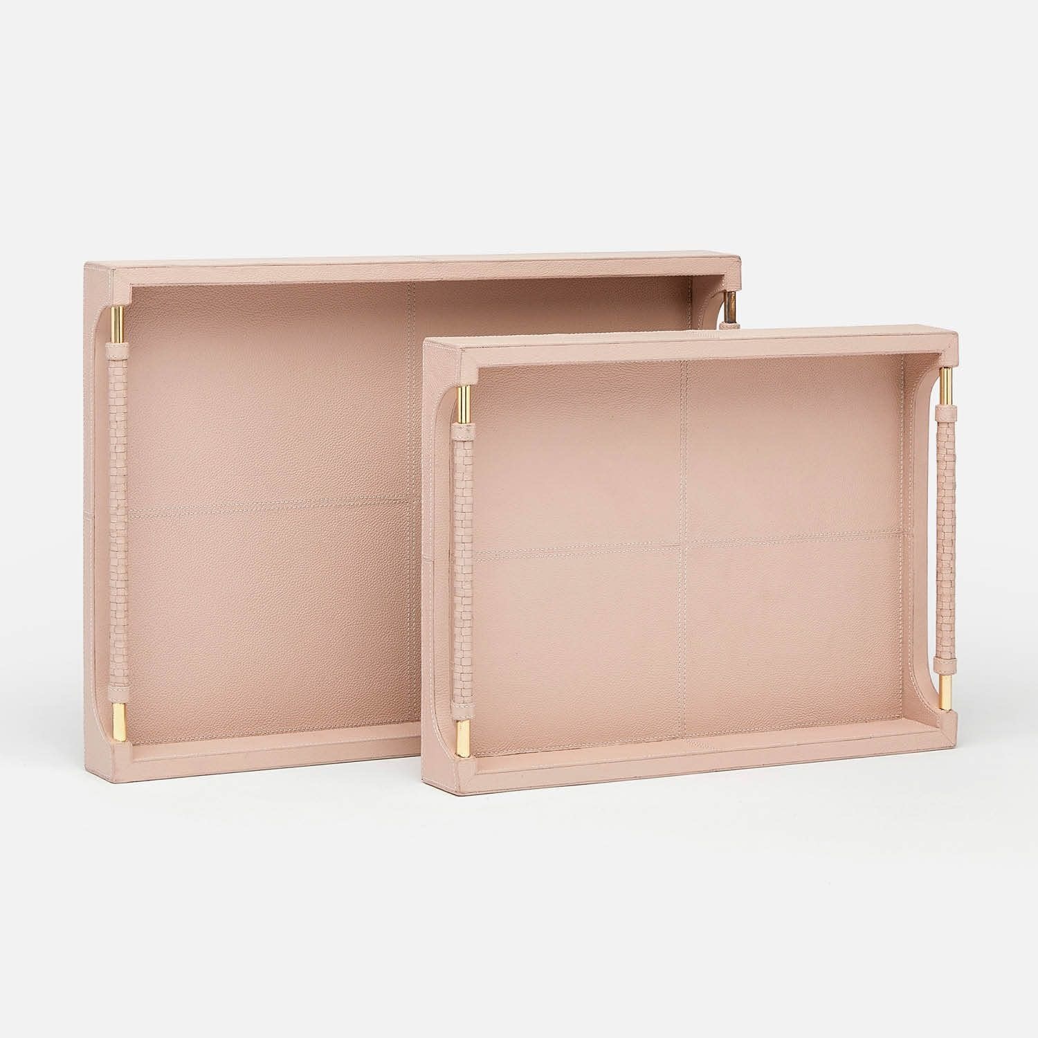 Made Goods Lenora Dusty Rose Full-Grain Leather Tray Set