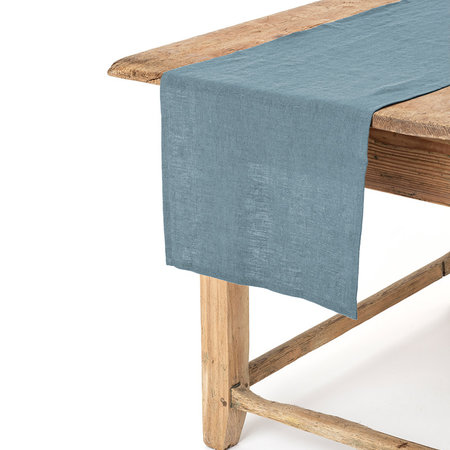 Magic Linen Linen Table Runner - Gray/Blue