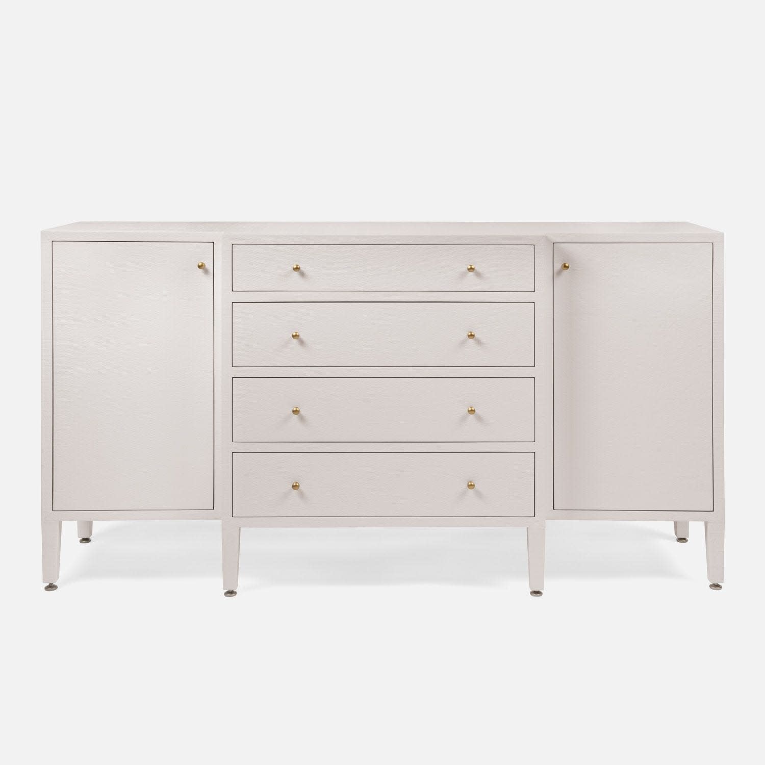 Made Goods French Gray Faux Raffia Deep Drawer Buffet