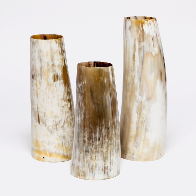 Made Goods Water Buffalo Horn Natural Vase - Set of 3