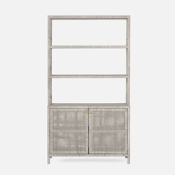 Made Goods Peeled Rattan Bookcase with Hutch
