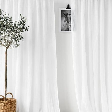 Magic Linen White Tie Top Curtain Panel