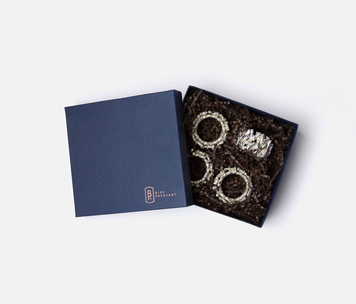 Blue Pheasant Sasha Silver Napkin Rings - Set of 4