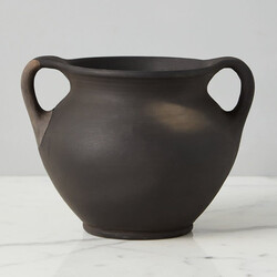 Etu Home Limited Edition Black Pottery Handled Vase