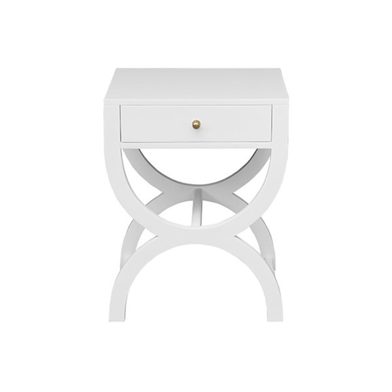 World's Away White Lacquer Night Stand