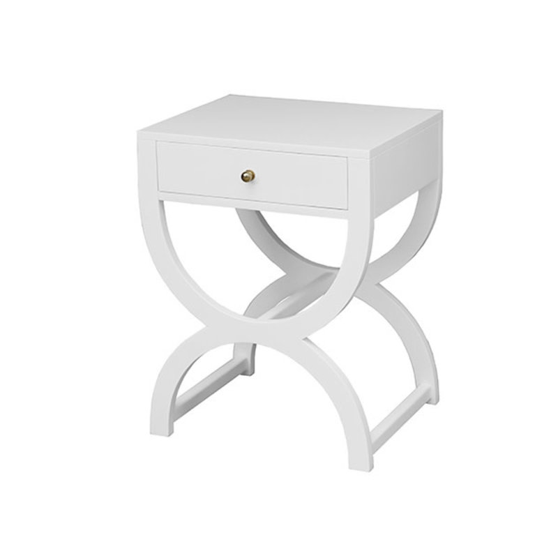 World's Away White Lacquer Night Stand