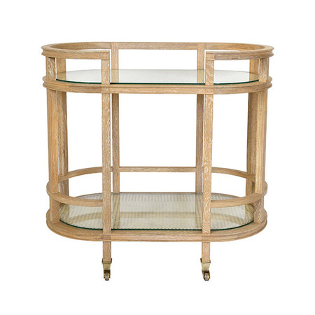 World's Away Oak Bar Cart