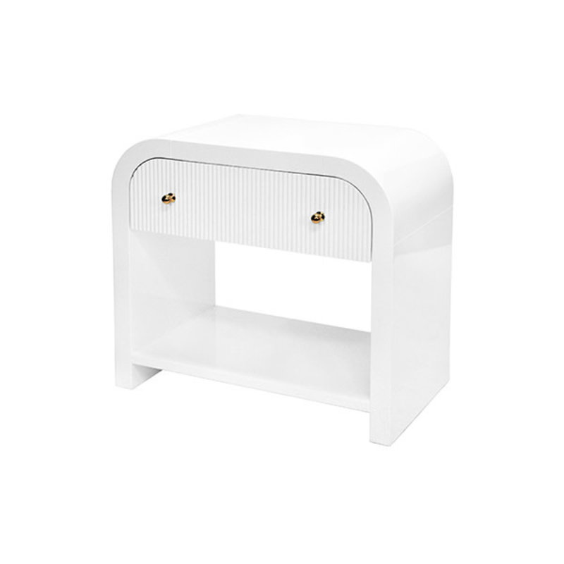 World's Away White Lacquer Side Table