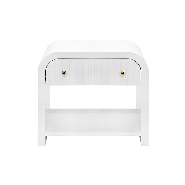 World's Away White Lacquer Side Table