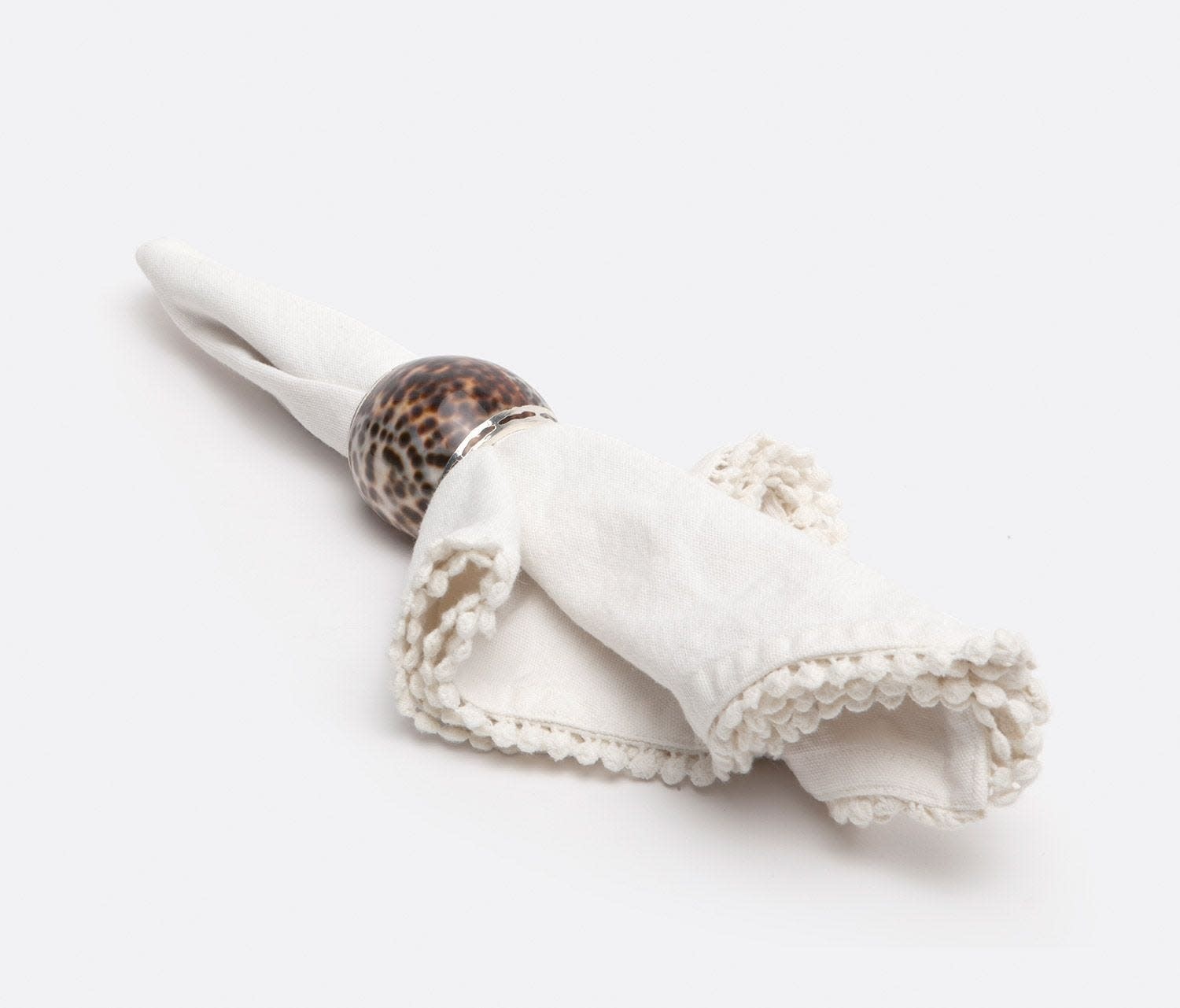 Blue Pheasant Olivia Tiger Cowrie Shell Napkin Ring - Set of 4