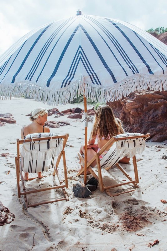 Business & Pleasure Premium Beach Umbrella Vintage Black Stripe