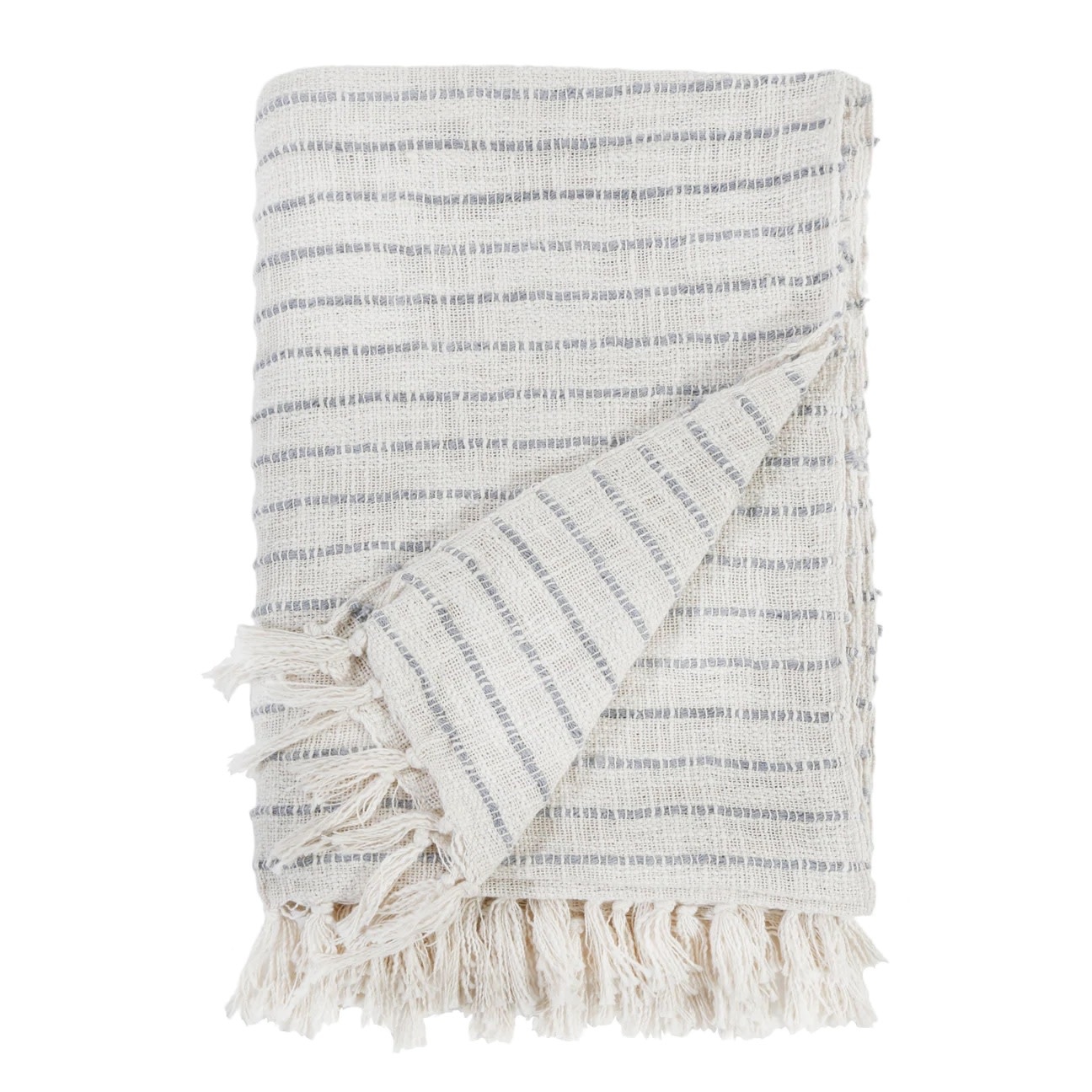 Pom Pom at Home Jojo Oversize Throw Ivory/Blue 60x90