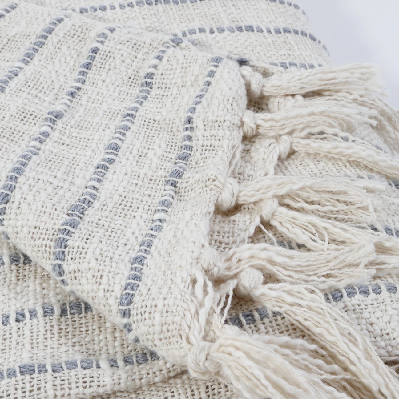 Pom Pom at Home Jojo Oversize Throw Ivory/Blue 60x90