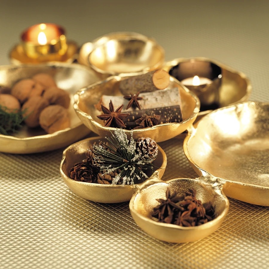 Zodax Cluster of Nine Round Serving Bowls - Gold