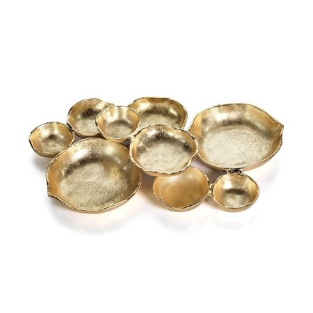 Zodax Cluster of Nine Round Serving Bowls - Gold