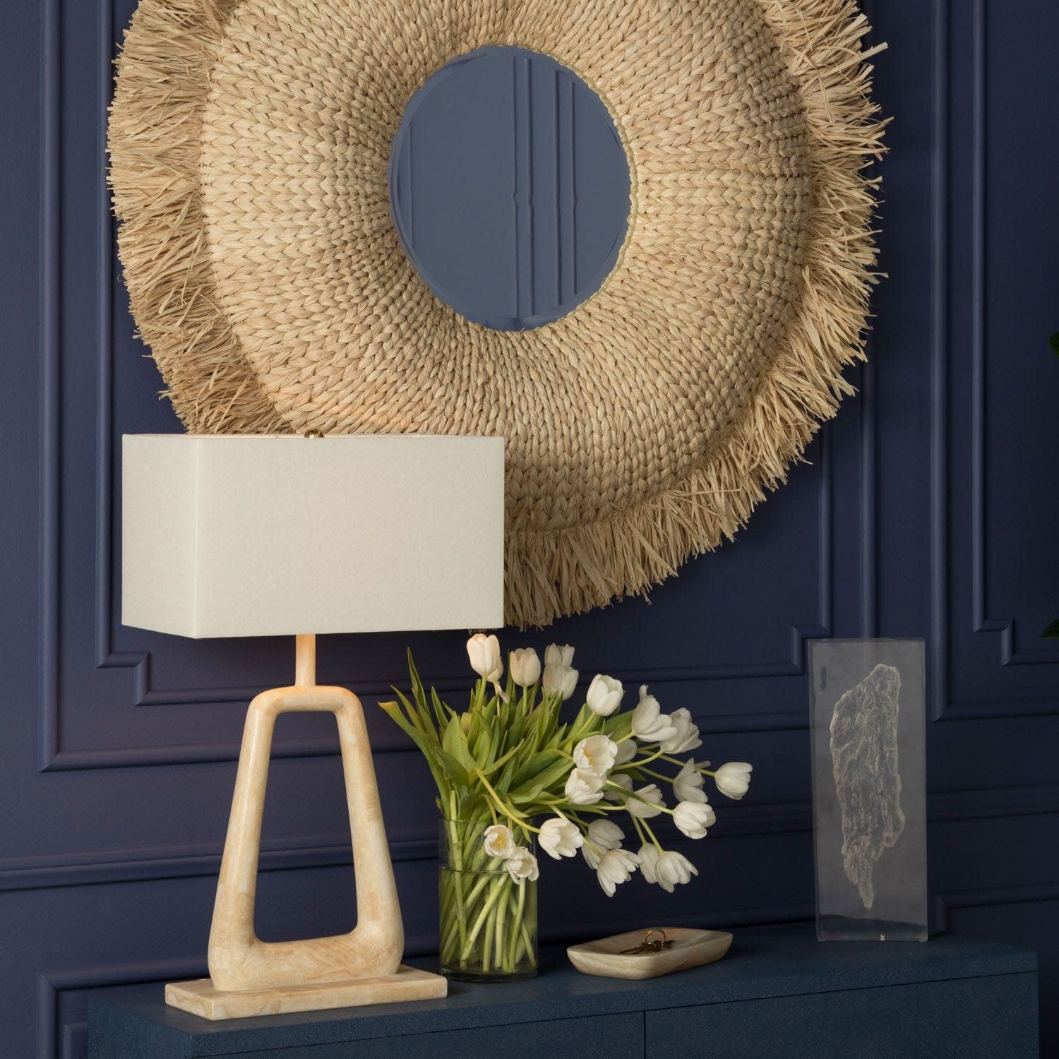 Made Goods Natural Raffia Mirror 46"D
