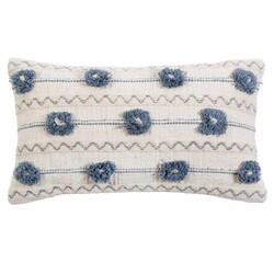Pom Pom at Home Izzy Hand Woven Pillow Ivory/Denim 14x24