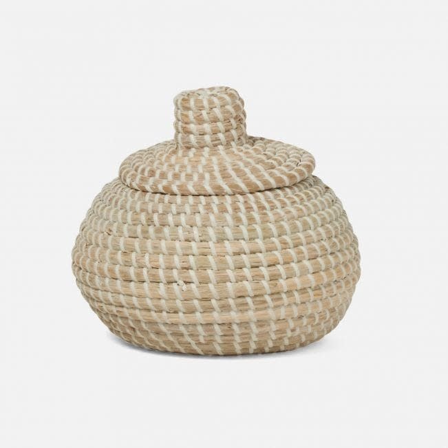 Pigeon & Poodle Roslyn Round Basket Whitewashed Seagrass Small