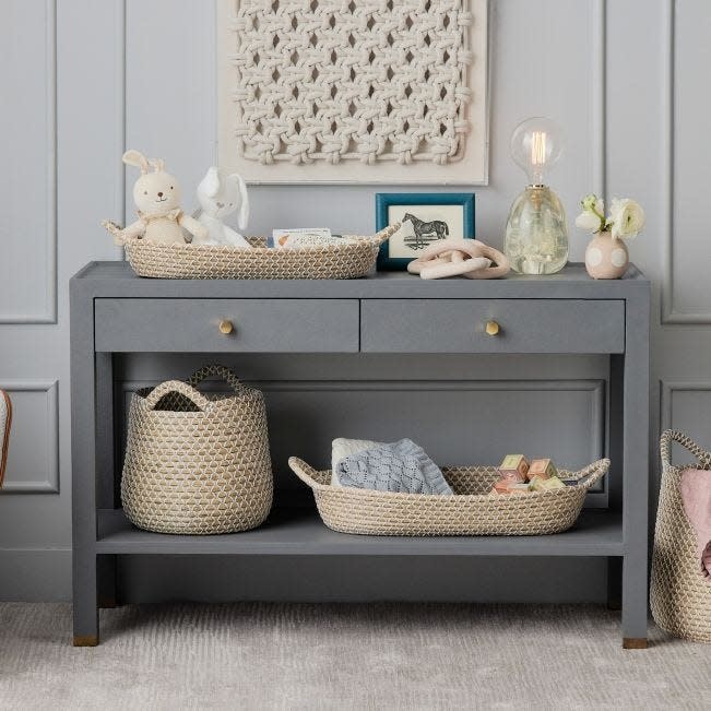 Pigeon & Poodle Kendari Basket White/Natural Seagrass Small