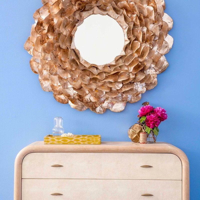 Made Goods Venus Mirror - Champagne Saddle Oyster Shell 45"D