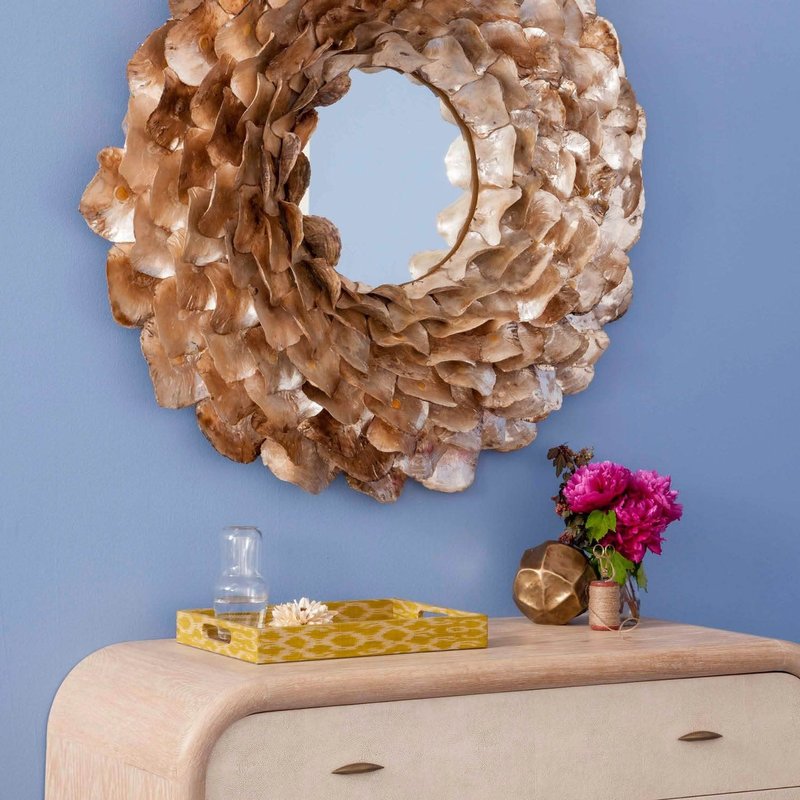 Made Goods Venus Mirror - Champagne Saddle Oyster Shell 45"D