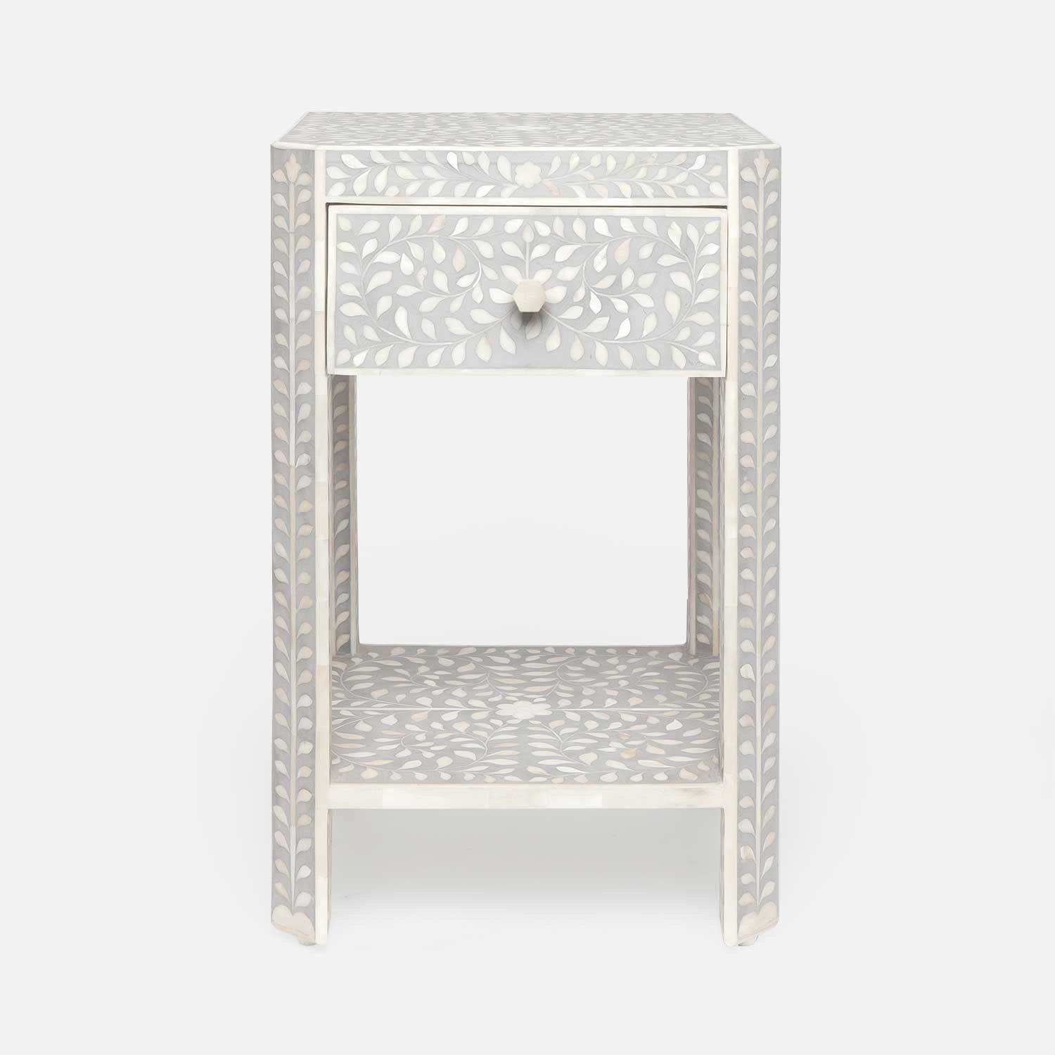 Made Goods Lexi Nightstand Natural Bone/Gray Resin 18"L X 18"W X 28"H