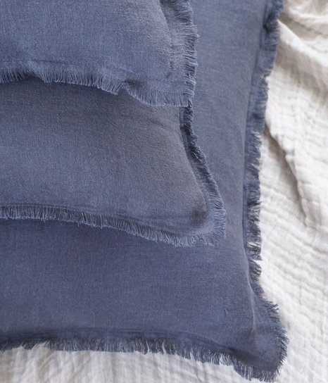 Chambray Blue & White Striped 26x26 So Soft Linen Pillow - Saltwater House