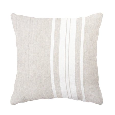 Anaya Home Natural Beige Bold Stripes 20x20 So Soft Linen Pillow