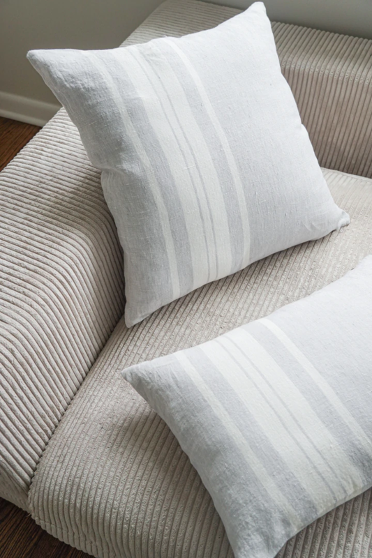 Anaya Home Light Grey Bold Stripes 20x20 So Soft Linen Pillow