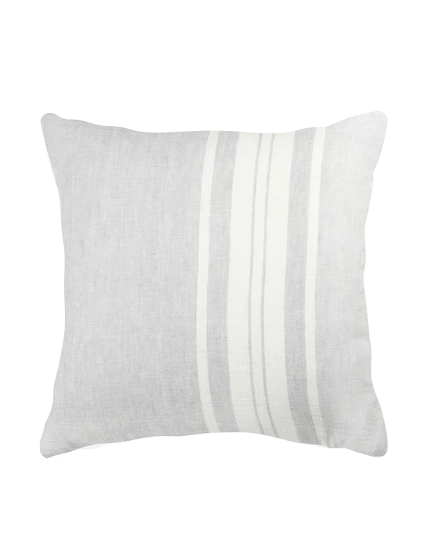 Anaya Home Light Grey Bold Stripes 20x20 So Soft Linen Pillow