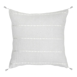Anaya Home Light Grey & White Embr Stripes 20x20 So Soft Linen Pillow