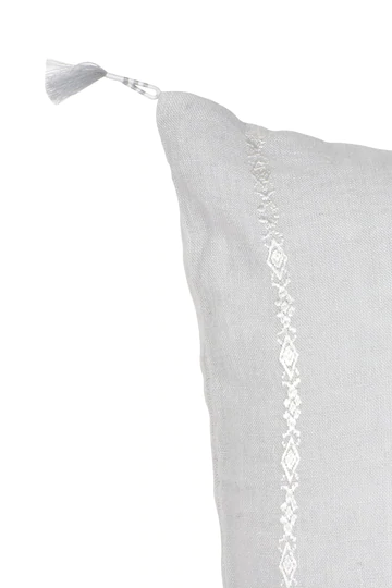 Anaya Home Light Grey & White Embr Stripes 20x20 So Soft Linen Pillow