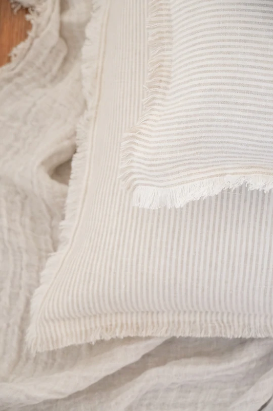 Anaya Home Natural Beige & White Striped 14x20 So Soft Linen Pillow