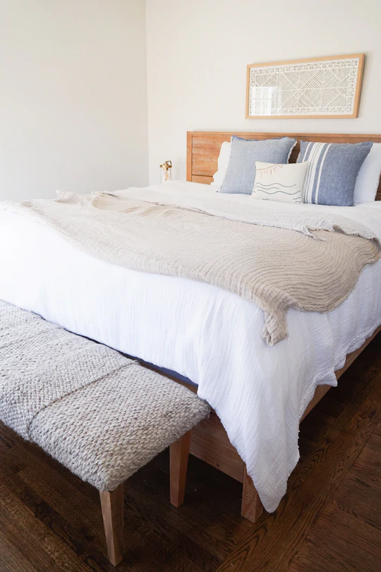 Anaya Home Chambray Blue Bold Stripes 20x20 So Soft Linen Pillow