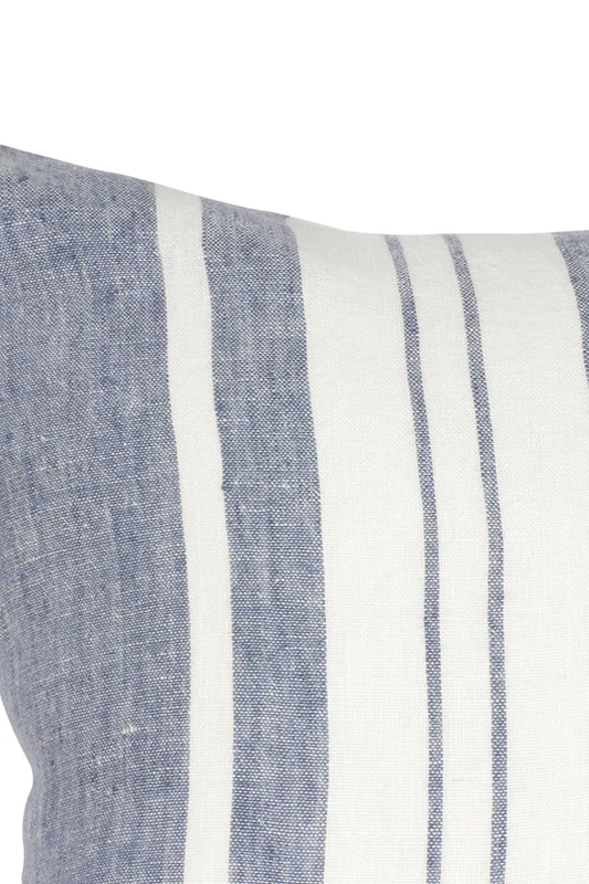 Anaya Home Chambray Blue Bold Stripes 20x20 So Soft Linen Pillow
