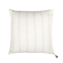Anaya Home White with Beige Stripes 20x20 Linen Pillow