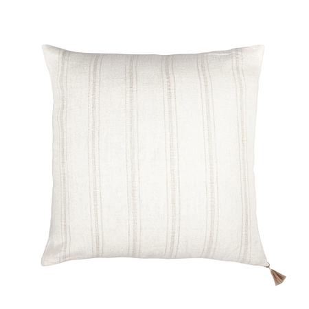 Anaya Home White with Beige Stripes 20x20 Linen Pillow