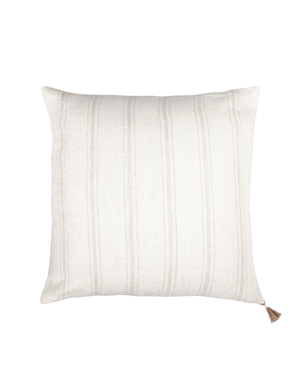 Anaya Home White with Beige Stripes 20x20 So Soft Linen Pillow