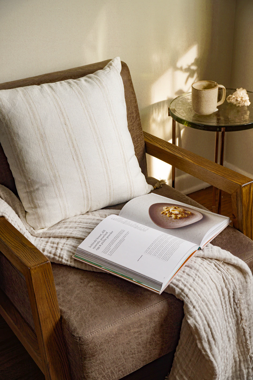 Anaya Home White with Beige Stripes 20x20 So Soft Linen Pillow