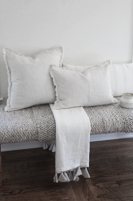 Anaya Home Light Grey & White Striped 14x20 So Soft Linen Pillow