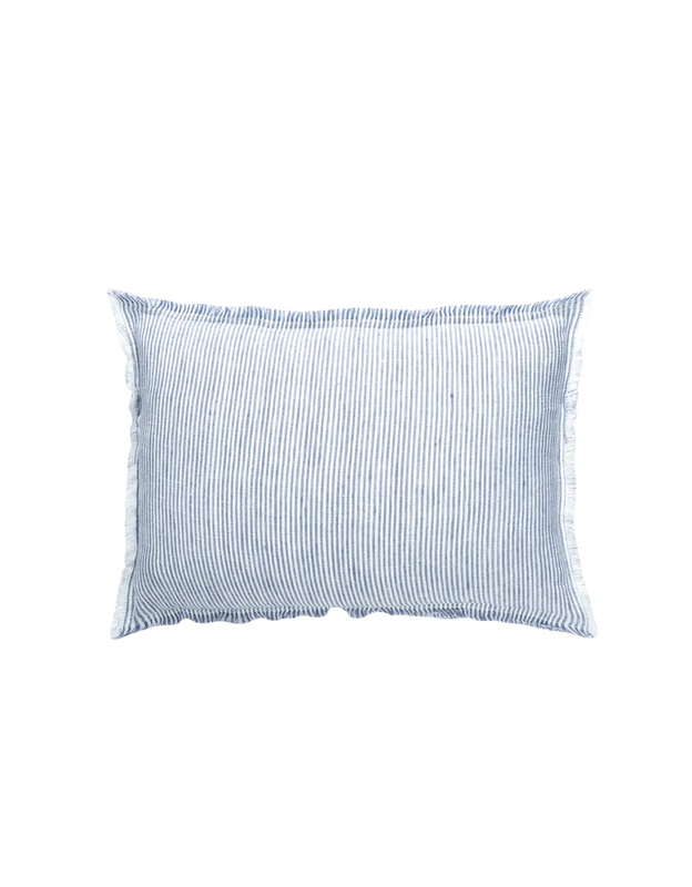 Anaya Home Chambray Blue & White Striped 14x20 So Soft Linen Pillow