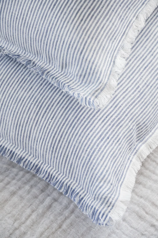 Anaya Home Chambray Blue & White Striped 20x20 So Soft Linen Pillow