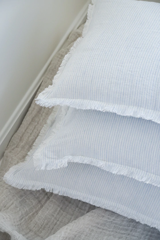 Anaya Home Sky Blue & White Striped 14x20 So Soft Linen Pillow