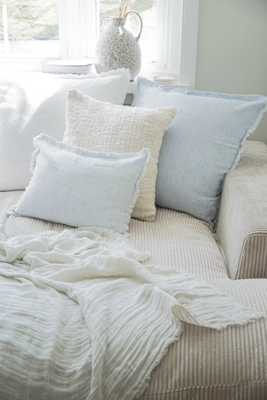 Anaya Home Sky Blue & White Striped 14x20 So Soft Linen Pillow